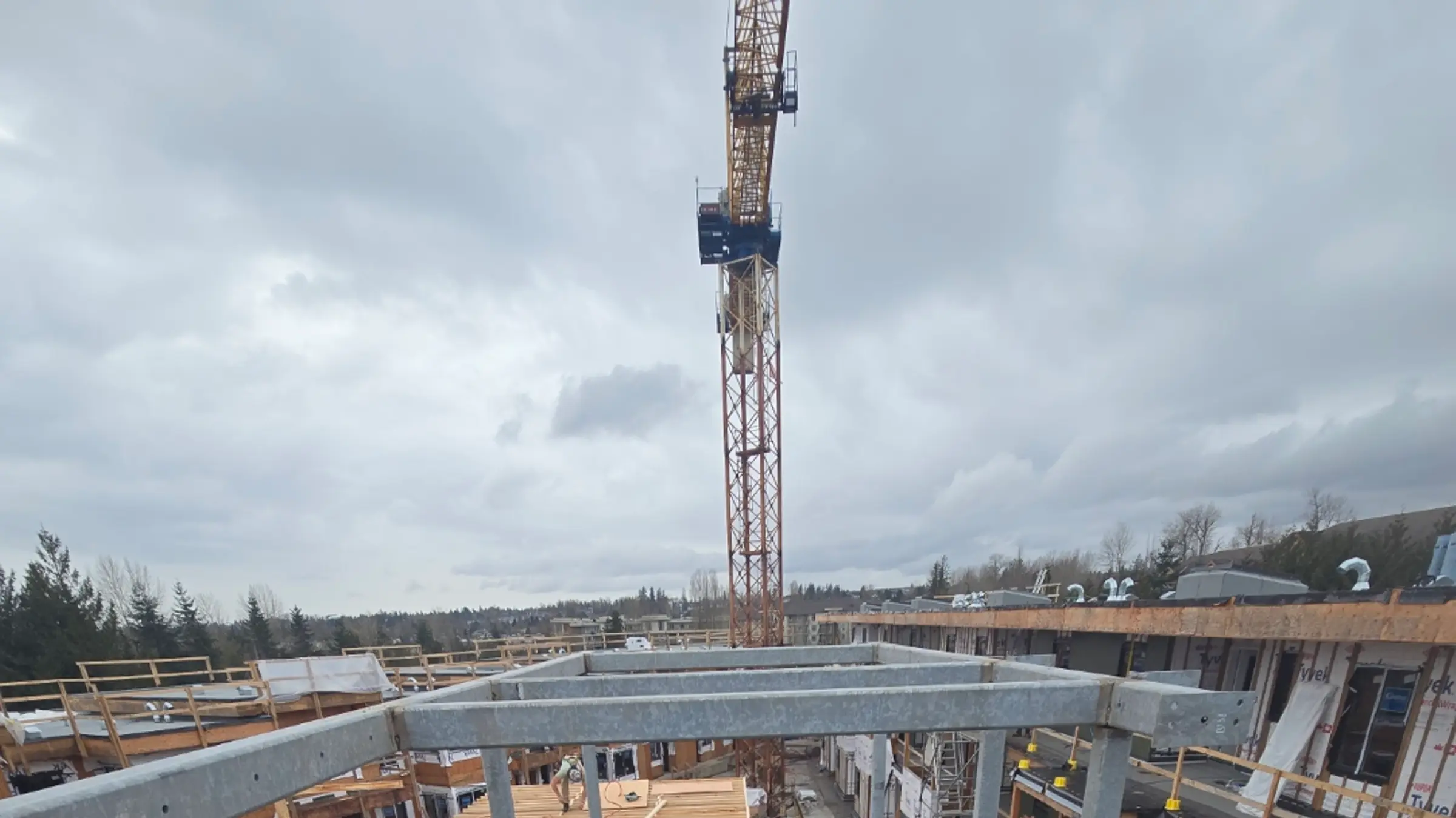 Galvanized stair tower at Compass Commons